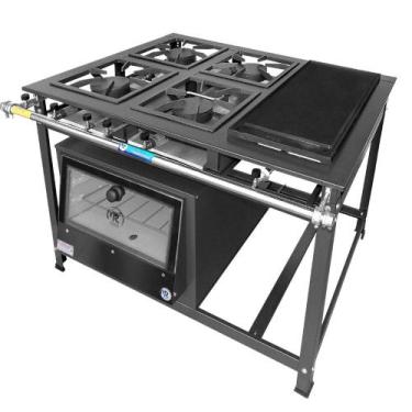 Imagem de Fogão Industrial 4 Bocas Simples a Gás Alta Pressão MR Fogões com Chap