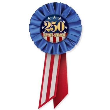 Imagem de Beistle Rosetas semiquincentenárias – Pacote com 2 acessórios patrióticos festivos para eventos de aniversário de 250 anos, 4 de julho e celebrações comunitárias, 8 cm x 15 cm