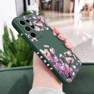 Imagem de Capa de celular com estampa de flores para Samsung Galaxy S24 S23 S22 S21 S20 S10 S10E Ultra Plus FE Note 20 Ultra 10 Plus, verde escuro, para S24 Ultra