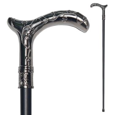 Imagem de YIVIYAR Bengala Para Homens E Mulheres Idosos - Capacidade Mais De 227 Kg, Cabo Ergonômico, Design Antiferrugem, Elegante Acabamento Em Preto Fosco Prateado, Muleta Metal Premium (Leve 500 Oz)