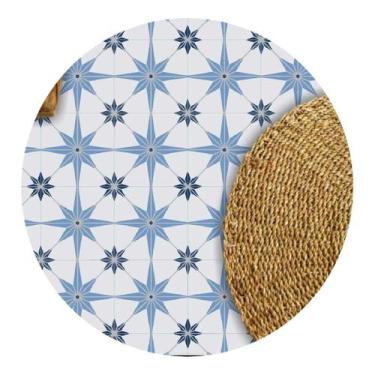 Imagem de Adesivo piso ladrilho estrelado azul lavável antiderrapante - Colacomi