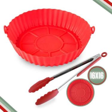 Imagem de Kit Pegador 21cm E Forma De Silicone Airfryer 16x16cm Fritar - CLINK
