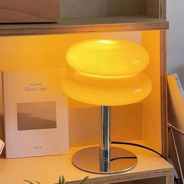 Imagem de Luminária de Mesa Macaron em Vidro – Luz Noturna USB Tricolor com Escurecimento, Proteção para os Olhos, Ideal para Quarto, Sala e Cabeceira (Laranja)