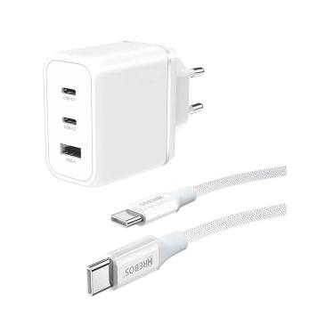 Imagem de Carregador Turbo Hrebos Crg-504c Usb-c Branco 65w 1m