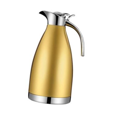 Imagem de IEUDNS Garrafa térmica de aço inoxidável para café, garrafa térmica à prova de vazamentos, fácil de usar, jarra para café, vácuo para geladeira de limonada, Ouro