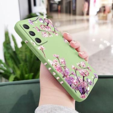 Imagem de Capa de celular com estampa de flores caindo para Samsung Galaxy A55 A35 A25 A15 A05 A05S A54 A34 A24 A14 A04 A04S A04E 4G 5G, verde claro, para A55 5G