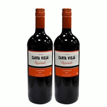 Imagem de Kit 2 Vinho Carmenere Carta Vieja Reservado Chileno 1L
