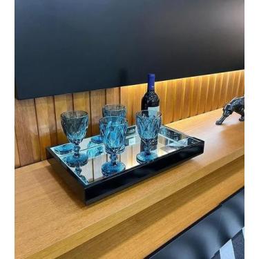 Imagem de Bandeja Decorativa Espelhada Laqueada Preta Bar Sala Taças - JONIEL DE