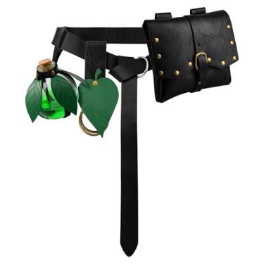 Imagem de Bolsa de cintura medieval renascentista cinto viking pirata frascos de couro bolsa saia caminhadas acessórios, 2, preto, Medieval