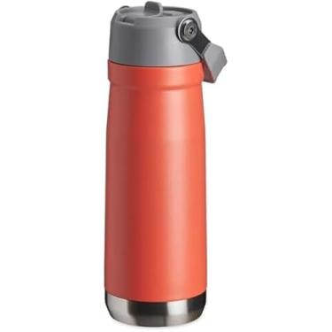 Imagem de Garrafa Térmica de Aço Inox Lisa 650 ml, Squeeze com Canudo, Conserva Bebidas Frias e Quentes Por Horas (Rosa)