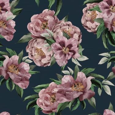 Imagem de Mangoloo Papel de parede floral rosa vintage para descascar e colar papel de parede floral preto murais de parede rosa para quarto de meninas banheiro papel de contato preto amigável para locatários