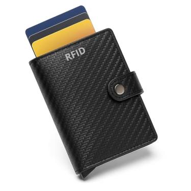 Imagem de Carteira Masculina Slim com Proteção RFID Porta Cartões Antifurto Couro Pu