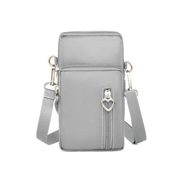 Imagem de Kkauuope Bolsa tiracolo pequena para mulheres, bolsa de ombro de nylon durável de grande capacidade com entrada embutida para fone de ouvido, Cinza