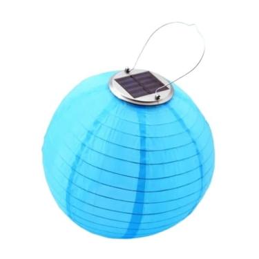 Imagem de Lanterna solar de jardim de 12 polegadas - Lâmpada de bola suspensa com luzes de fada de nylon para áreas externas(Blue1)