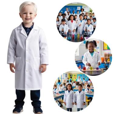 Imagem de Jaleco Escolar Infantil Branco Unissex Manga Longa Laboratório - Tissa