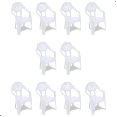 Imagem de Kit de 10 Cadeiras Infantis, Branca, Polipropileno, 55,5 x 35 x 31 cm Empilháveis Ergonômicas