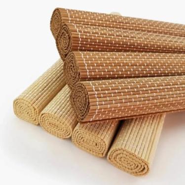 Imagem de Kit Jogo Americano Bambu 6 Peças 30x45cm Esteira Sousplat Mesa Jantar Descanso Prato Suplast