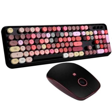 Imagem de Conjunto de teclado e mouse FOPETT Wireless 2,4 GHz para PC preto