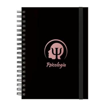 Imagem de Caderno Colegial Plus 12 Matérias Profissões Psicologia (Preto e Rosê)