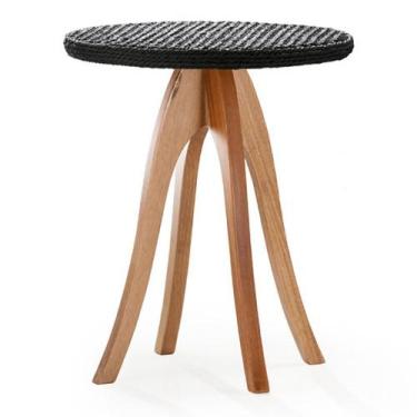 Imagem de Mesa de Apoio Esfera Ozki 62 cm Madeira Eucalipto Cedro Corda Plana Pr