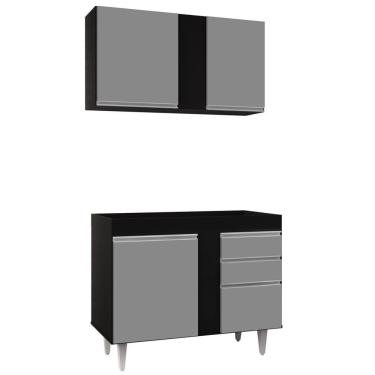 Imagem de Armário Aéreo E Balcão Para Pia 100cm Luziania Preto/cinza