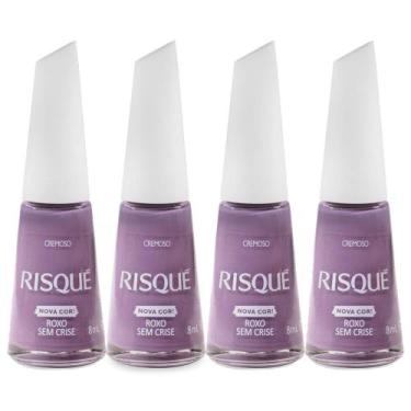 Imagem de Kit 4 Esmalte Risqué Cremoso Nova Cor Roxo Sem Crise 8ml