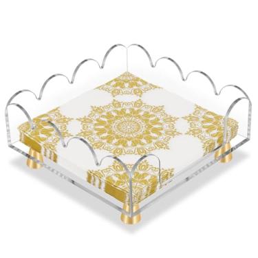 Imagem de Hiitytin Suporte de guardanapo de acrílico bandeja de suporte de toalha de convidado transparente para banheiro cozinha hotel suporte de toalha de mão de papel descartável para festa de casamento