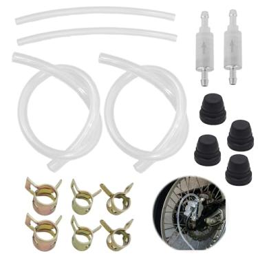 Imagem de YENOVO Pacote com 2 mangueiras de sangria de freio, tubo de válvula de retenção unidirecional, corpo de alumínio, tubo transparente flexível, kit de ferramentas de sangramento universal para