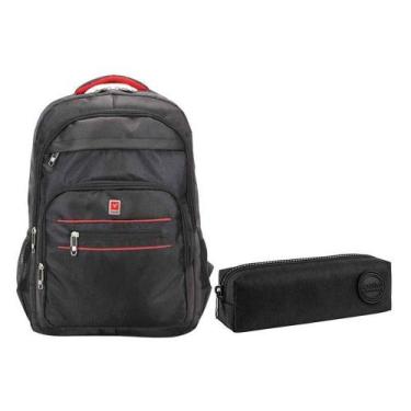 Imagem de Kit Mochila Escolar Notebook V-1062 E Estojo Académie Preto - Vighs - 