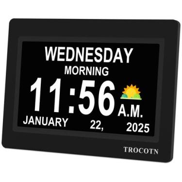 Imagem de Despertador TROCOTN Dementia com calendário e DST automático de 7 pole