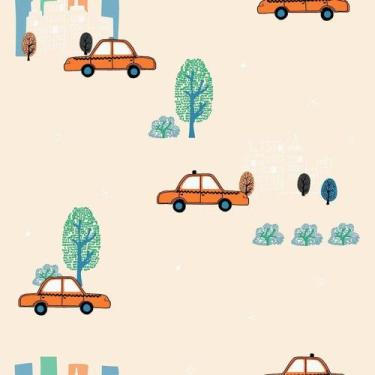 Imagem de Papel De Parede Infantil De Carros, Amarelo Com Rosa Claro - OUTRAS MA