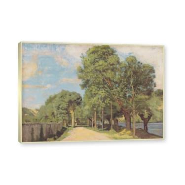 Imagem de Moldura de champanhe. Famosas pinturas a óleo (paisagem 20) por Ferdinand Hodler, reprodução impressa em tela, arte de cenário para decoração de sala de estar. 30 x 42 cm-11,8 x 16,5 pol