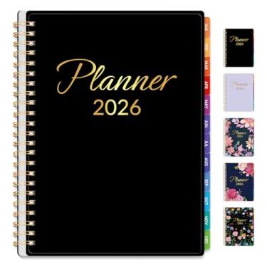 Imagem de GNL Agenda 2025, agenda semanal e mensal de janeiro a dezembro de 2025, agenda mensal de 16 x 21 cm com capa flexível à prova d'água, caderno de encadernação em espiral com aba mensal, bolsos,