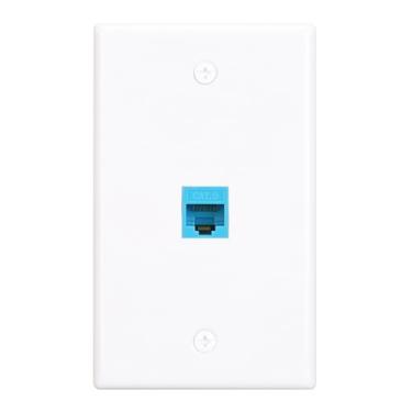 Imagem de XGGYA Placa de parede Ethernet de 1 porta, placa de parede Cat6 com acoplador Keystone RJ45 fêmea para fêmea, solução de fácil instalação para conexões de cabos de dados (pacote com 1)