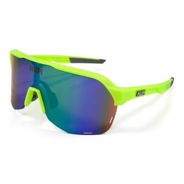 Imagem de Óculos de Sol HUPI Huez Unissex Armação Amarelo Neon/Cinza - Lente Azul Espelhado