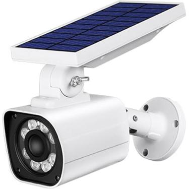 Imagem de Luz Solar Câmera De Segurança Externa Câmera De Segurança Cctv Luz Solar Externa Com Detector De Movimento Luz De Parede à Prova D'Água Câmera Emulada Para Residências, White, 800LM-6500K