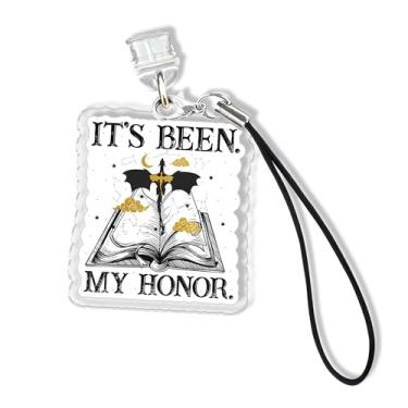 Imagem de Pingentes Kindle It's Been My Honor, pingente de plugue de poeira de 3,8 cm para amantes de livros da quarta asa, romântico, relâmpago/porta de carregamento tipo C com alça material acrílico