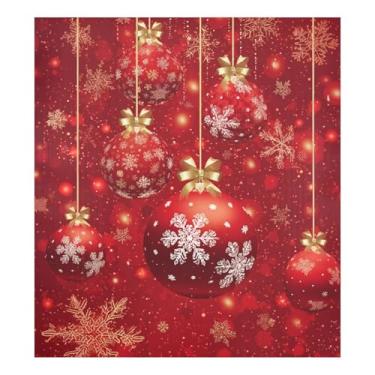 Imagem de Bolas douradas vermelhas de Natal, capa magnética para lava-louças, painéis de porta, eletrodomésticos, adesivos para máquina de lavar, secadora, 58 x 66 cm