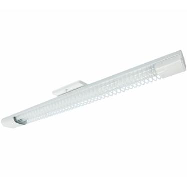 Imagem de Luminaria Aletada Tubular Branca 120cm p/ 2 Lampadas Calha Em Aço 2x18 C/Soquete E Fiaçao