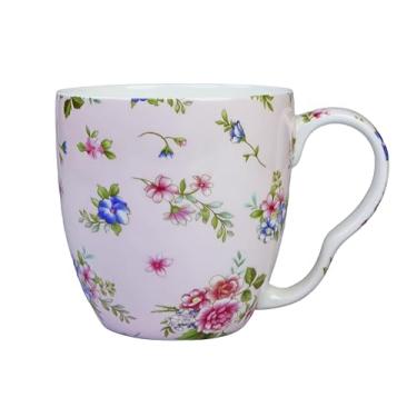 Imagem de YUESITE Caneca de café floral rosa de 473 ml Bone China para mulheres, caneca de café floral, xícaras de chá, xícaras de café, presente para mulheres, mães, amigas