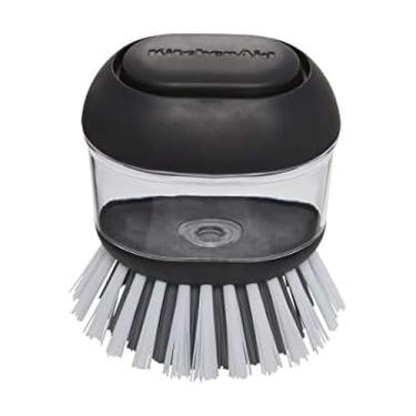 Imagem de KitchenAid Escova de palma para distribuição de sabão com dispensador de sabão embutido fácil de encher, aderência antiderrapante para limpeza fácil, segura em panelas antiaderentes, 7 x 5 x 9 cm