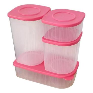 Imagem de Tupperware Kit Potes Fresh Box 4 Peças Rosa