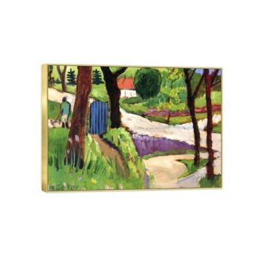 Imagem de BMZFYBS Arte de parede em tela reprodução de pintura famosa - imagens de moldura dourada para sala de estar - portão de jardim - pôster e impressões 50 x 70 cm 20 x 27 pol