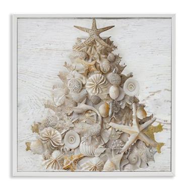Imagem de Stupell Industries Arte giclée emoldurada branca rústica com concha do mar, design por Sasha, 12 x 12