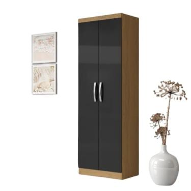 Imagem de Armário com Pé e Prateleiras | 1 Porta e 3 Prateleiras Internas para Organizar Quarto e Cozinha (Atacama/Grafite)