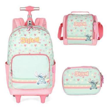 Imagem de Kit Mochila Com Rodinhas Escolar Stitch E Angel