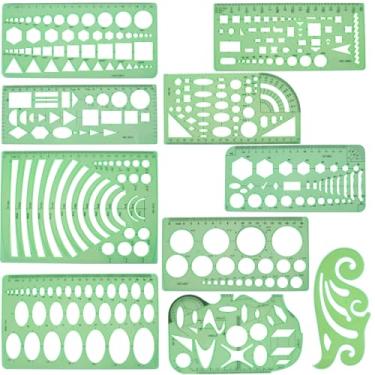 Imagem de FALESOUL 11 modelos de desenhos geométricos, régua de molde de desenho de plástico, estênceis de desenho reutilizáveis, ferramentas de medição, kit geométrico para escritório, escola