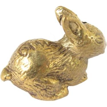 Imagem de Land of Simple Treasures 1 Inch Brass Miniature Figurine | Lucky Business Prosperity Wealth Magic Powerful Luck Money Figure for Pocket | Plant Charm | 1" Mini (Lucky Rabbit Gold)