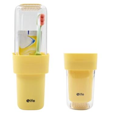 Imagem de Estojo de escova de dentes portátil de viagem, suportes de escova de dentes com tampa (amarelo)