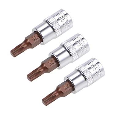 Imagem de uxcell 3 peças de 1/10.2 cm x soquete Torx Bit T25, brocas de aço S2, soquetes CR-V, comprimento de 38 mm, uso com chave catraca, barra deslizante, haste de extensão
